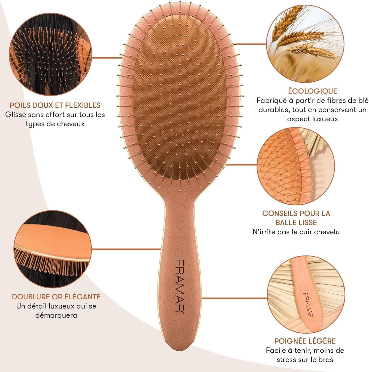Thumbnail 2 de FRAMAR Brosse Demelante Cheveux Bouclés – Brosse démêlante douce pour tous types de cheveux