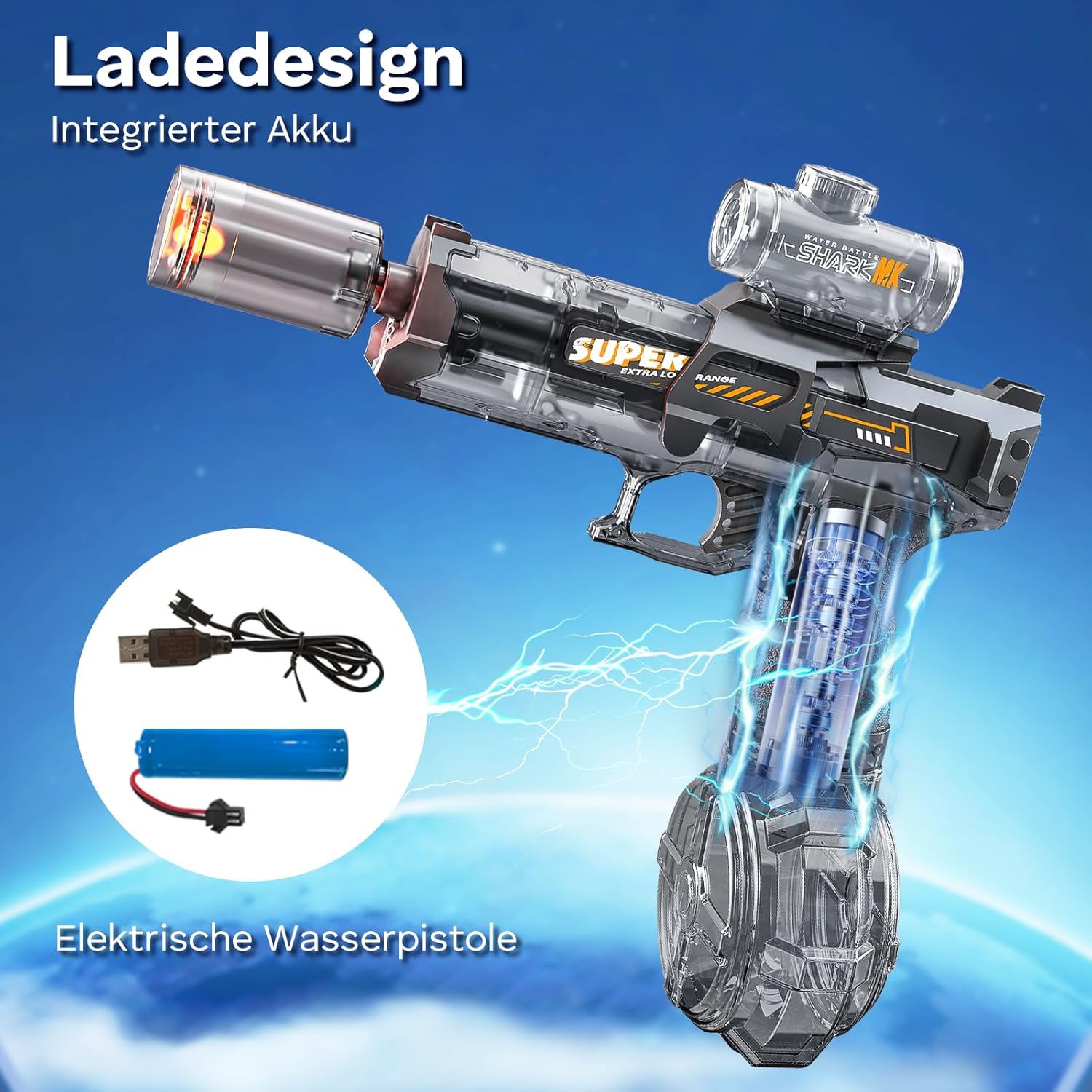 Thumbnail 4 de Elektrische Wasserpistole LED, Schwarz