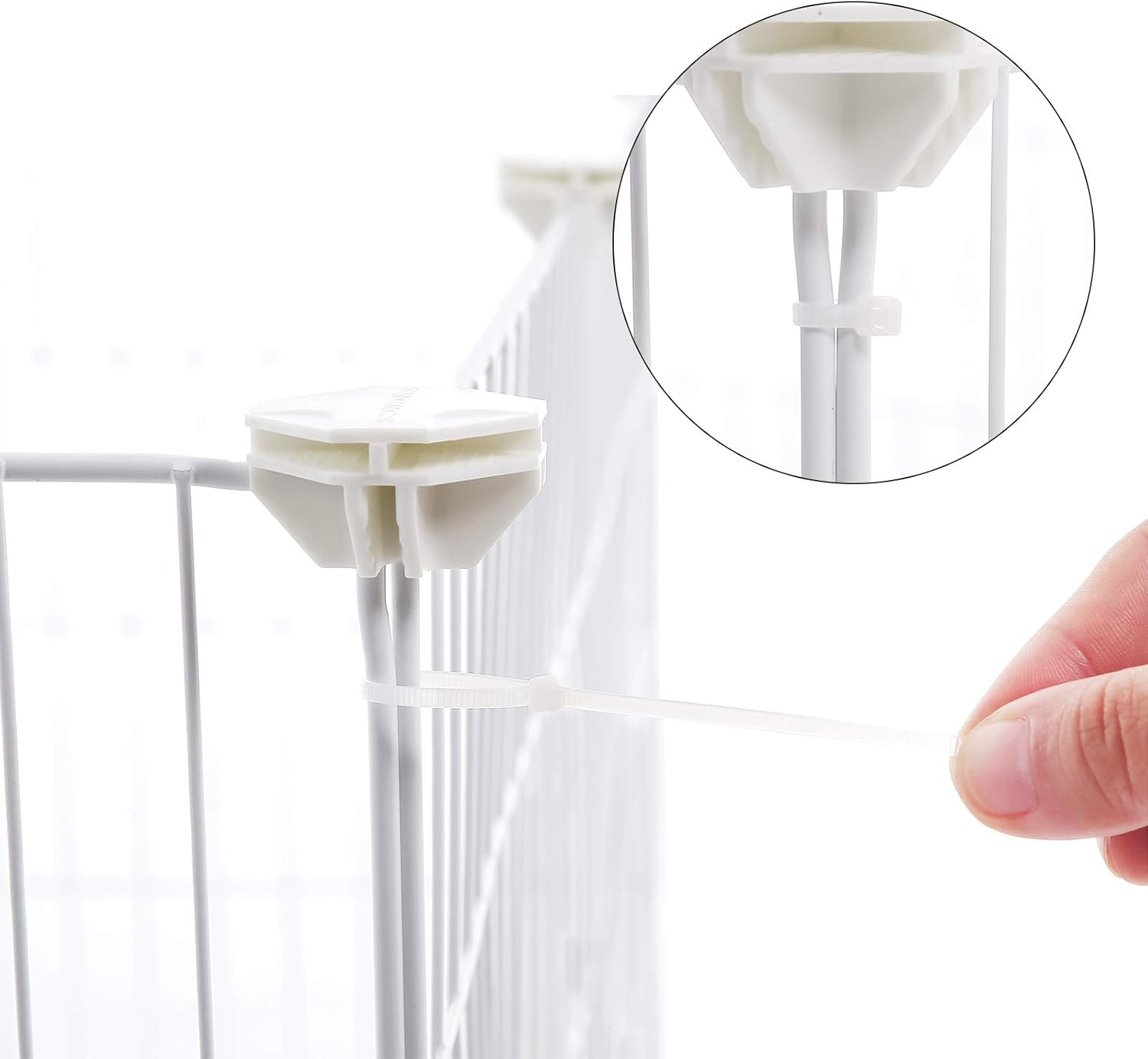 Detalle de SONGMICS LPI01W dierenren voor kleine dieren, wit en flexibel op te bouwen