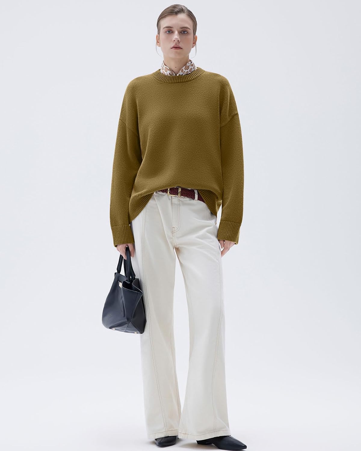 Detalle 1 de SUUKSESS Women’s Cashmere-Blend Oversized Sweater, 15% Cashmere, Crew Neck