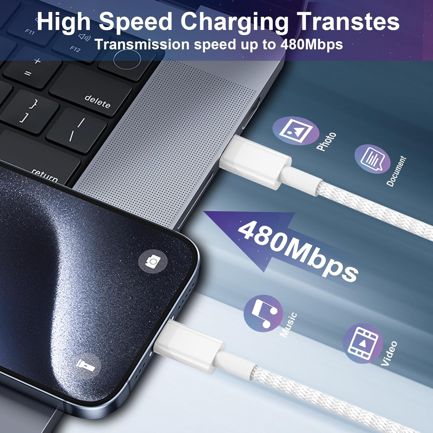 Thumbnail 4 de USB-C auf USB-C Kabel 3m 60W 2er-Pack