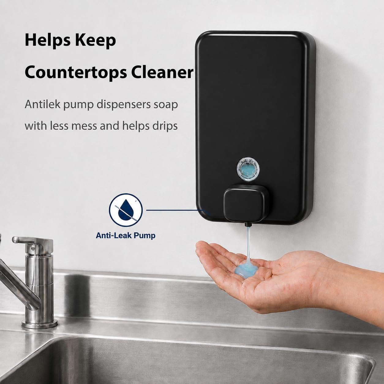 Detalle 2 de Wall-Mount Soap Dispenser, Stainless Steel