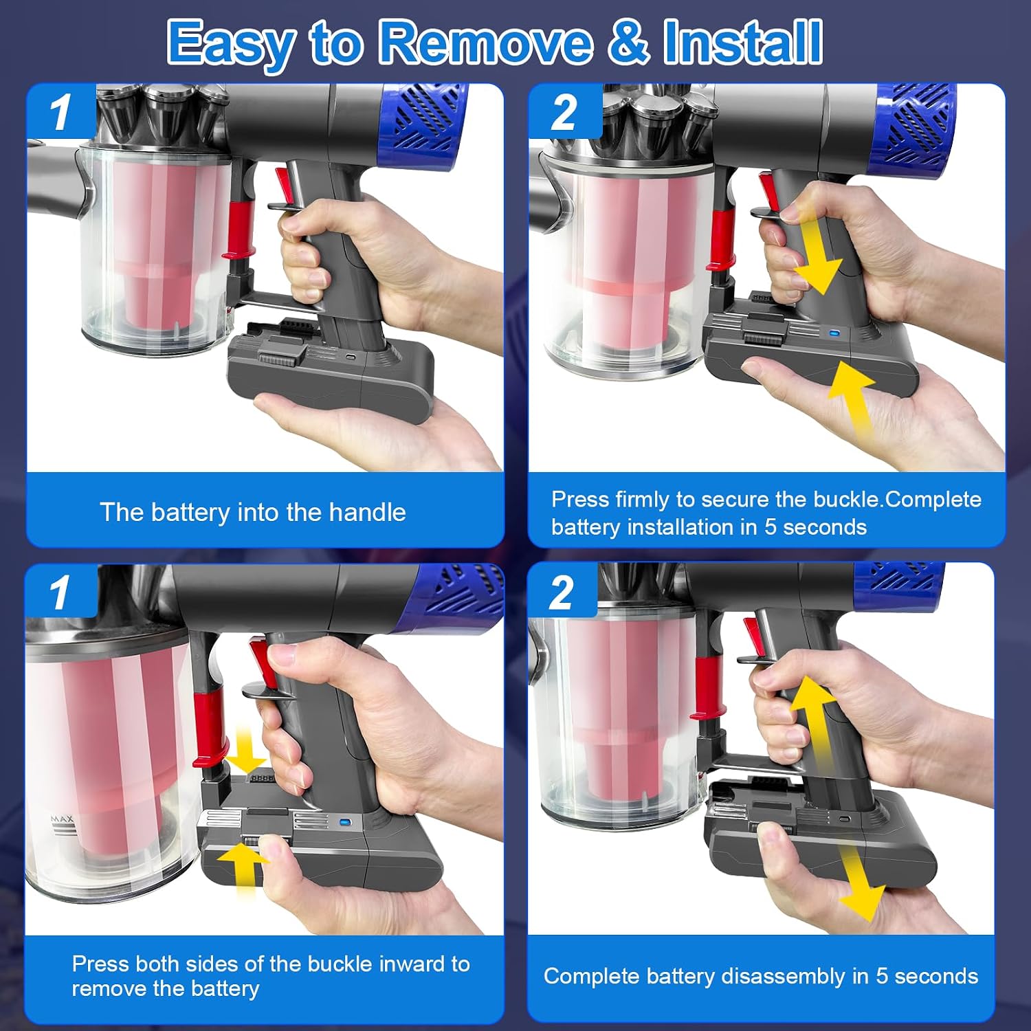 Thumbnail 6 de AMICROSS 21.6V 4.5Ah Replacement Battery for Dyson V6 with Two Filters