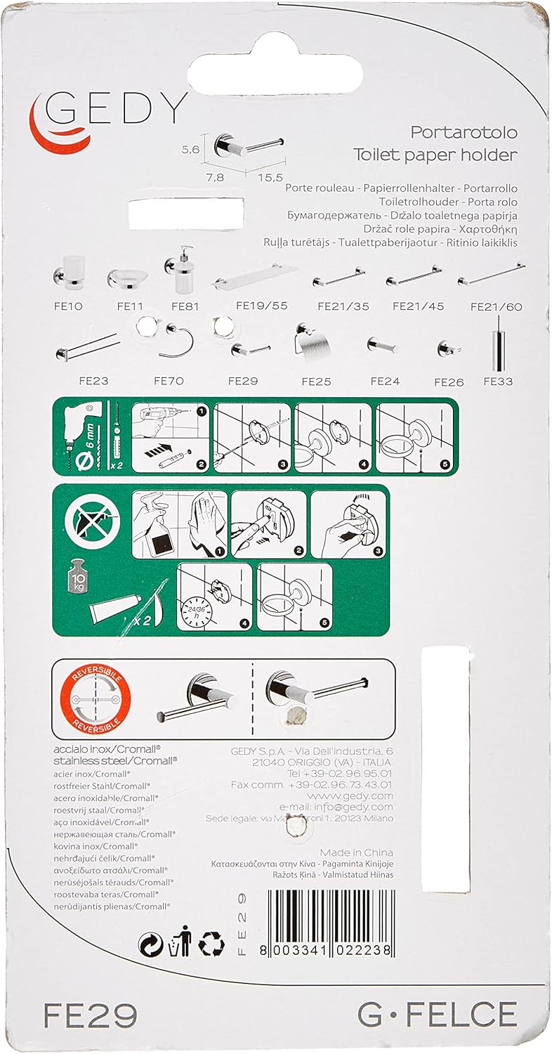 Detalle de Gedy O G 13 Fe29: complemento in metallo cromall montaggio con viti incluse, Ø 5,6 cm