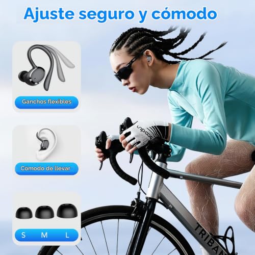 Detalle de KT1 auriculares inalámbricos Bluetooth 5.3 con pantalla LED, 72 horas e IPX7