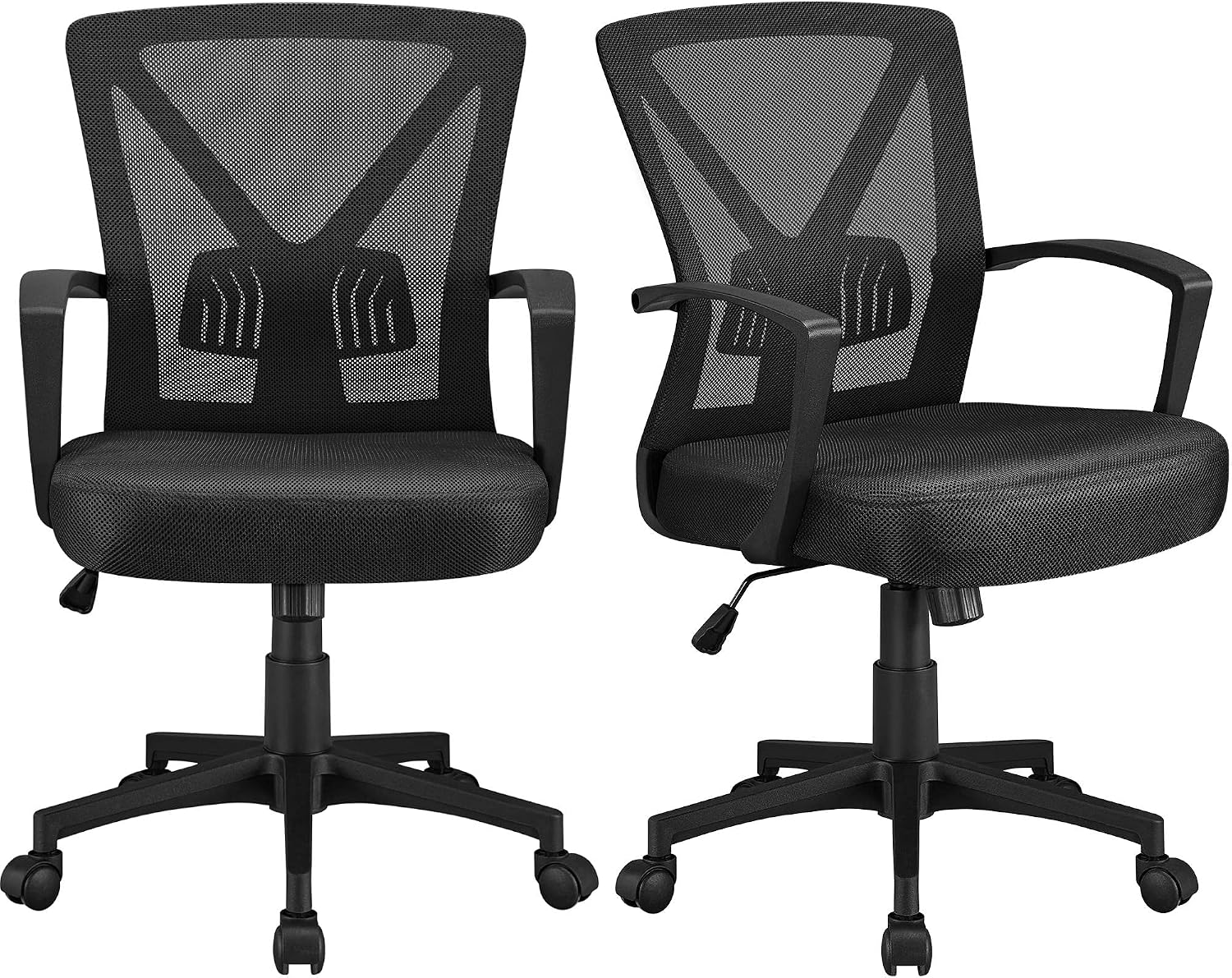 Thumbnail 5 de Yaheetech Sedia da Ufficio Ergonomica Girevole con Reclinabile e Supporto Lombare – Nero