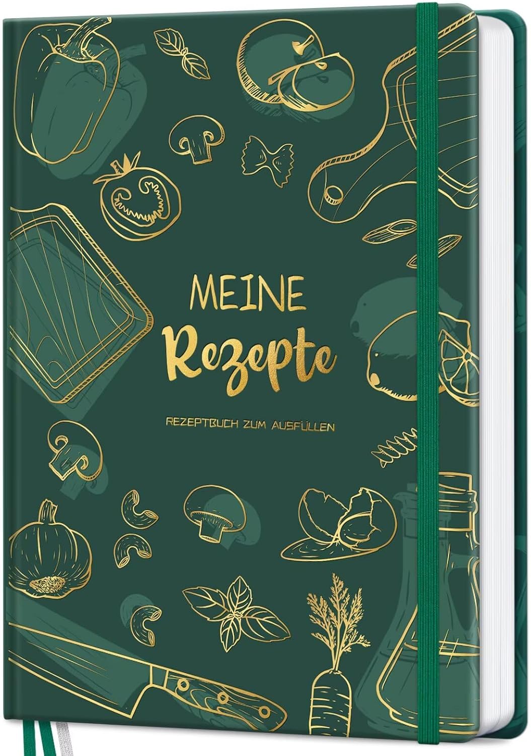 AITBOLFIT Rezeptbuch zum Selberschreiben A5 mit Platz für 150 Rezepte (Tiefgrün)