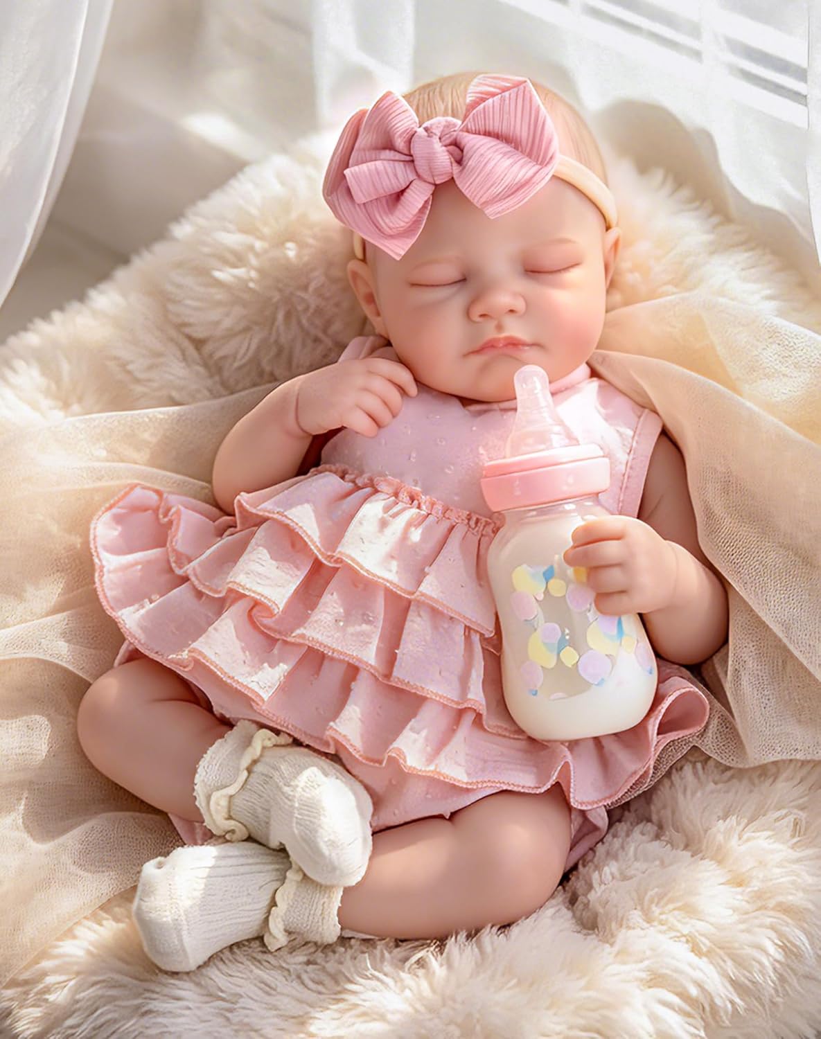 Imagen de Aori 20-Inch Realistic Reborn Baby Doll – Sleeping Newborn Girl with Weighted Body, Poseable Limbs, and Full Feeding Set en OfertitasTOP