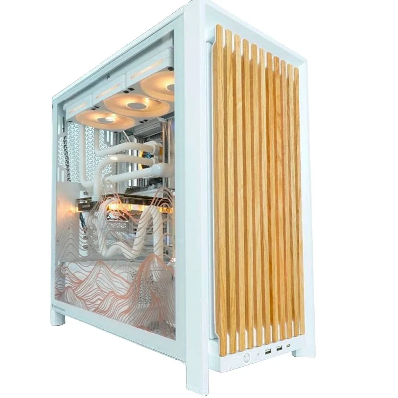 Thumbnail 2 de Corsair FRAME 4000D Wood RS blanco roble – Torre semitorre modular con acabado Dune Edition