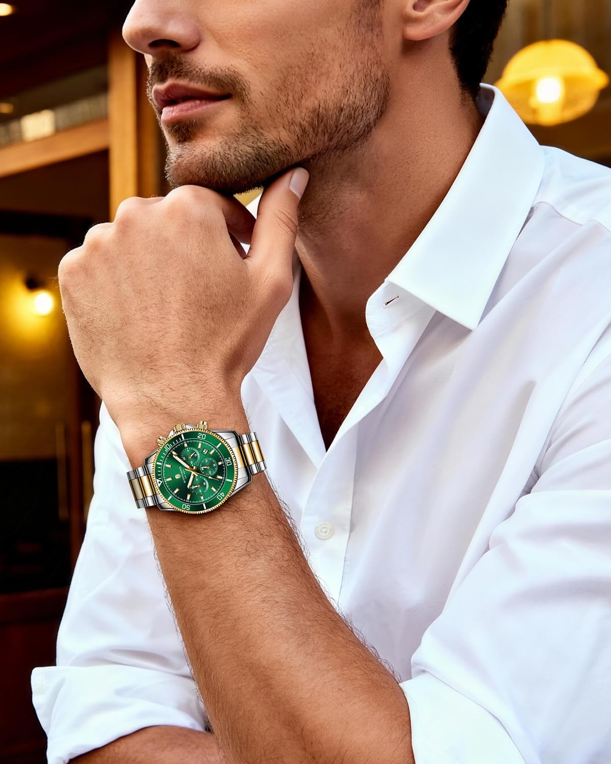 Thumbnail 2 de SAPPHERO Orologio da Uomo Analogico Quarzo Cronografo 50M — Acciaio, 42 mm, Design Classico e Sportivo
