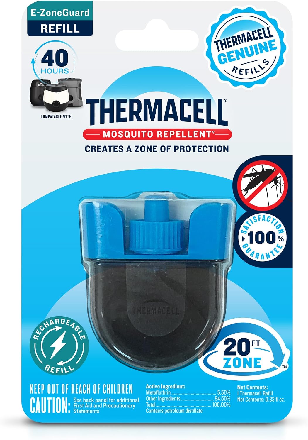 Detalle de Thermacell E-ZoneGuard Mosquito Repellent Refill, 40-Hr, Rechargeable