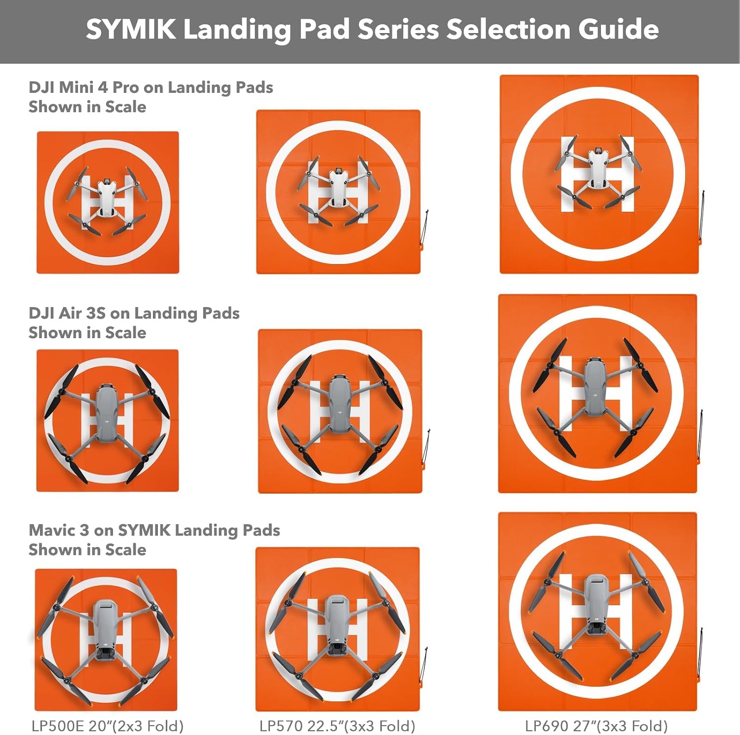Detalle de SYMIK LP500 faltbarer Drohnen-Landeplatz (20 Zoll / 50 x 50 cm) – wasserdichtes PU, doppelseitig