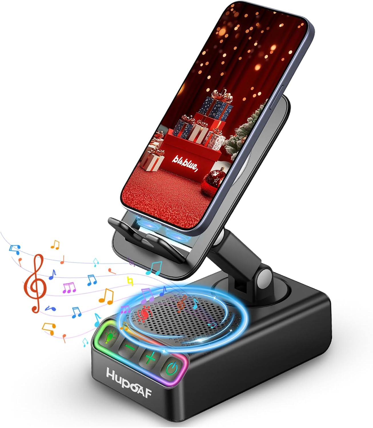 Detalle de Hupoaf Wireless Induction Speaker with Phone Stand, Ambient Lights & Bluetooth