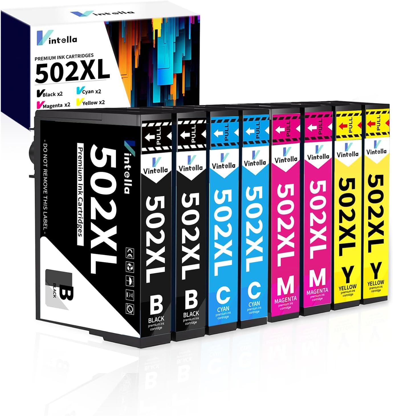 Vintella 502XL Multipack kompatible Druckerpatronen für Epson 502/502XL (8er-Pack) für XP-5100, XP-5150 und WF-2860