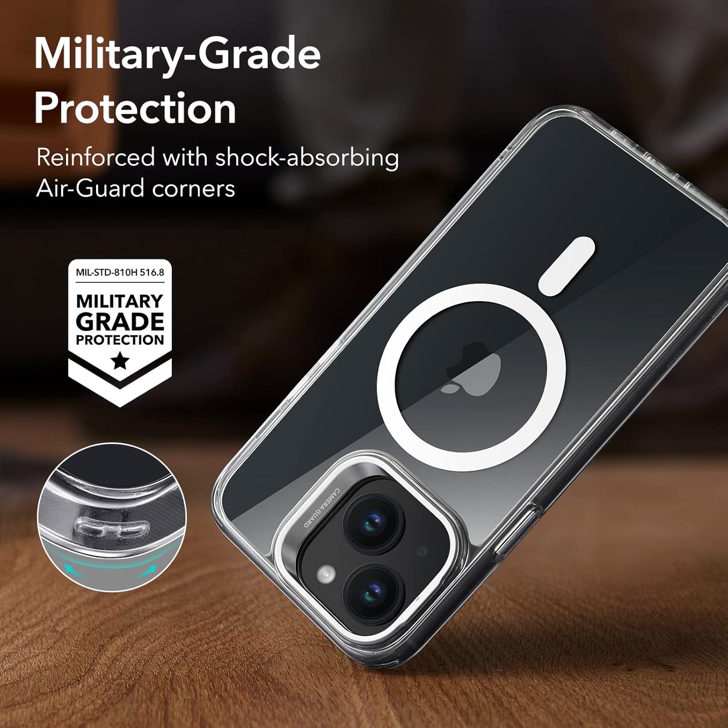 Thumbnail 5 de ESR Classic Series Clear Case for iPhone 13 / iPhone 14 with MagSafe Compatibility and Adjustable Camera Ring Stand