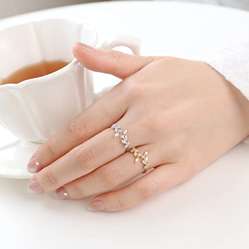 Thumbnail 7 de Meissa Bague en argent 925 réglable, branche d’olivier et zircones, or rose