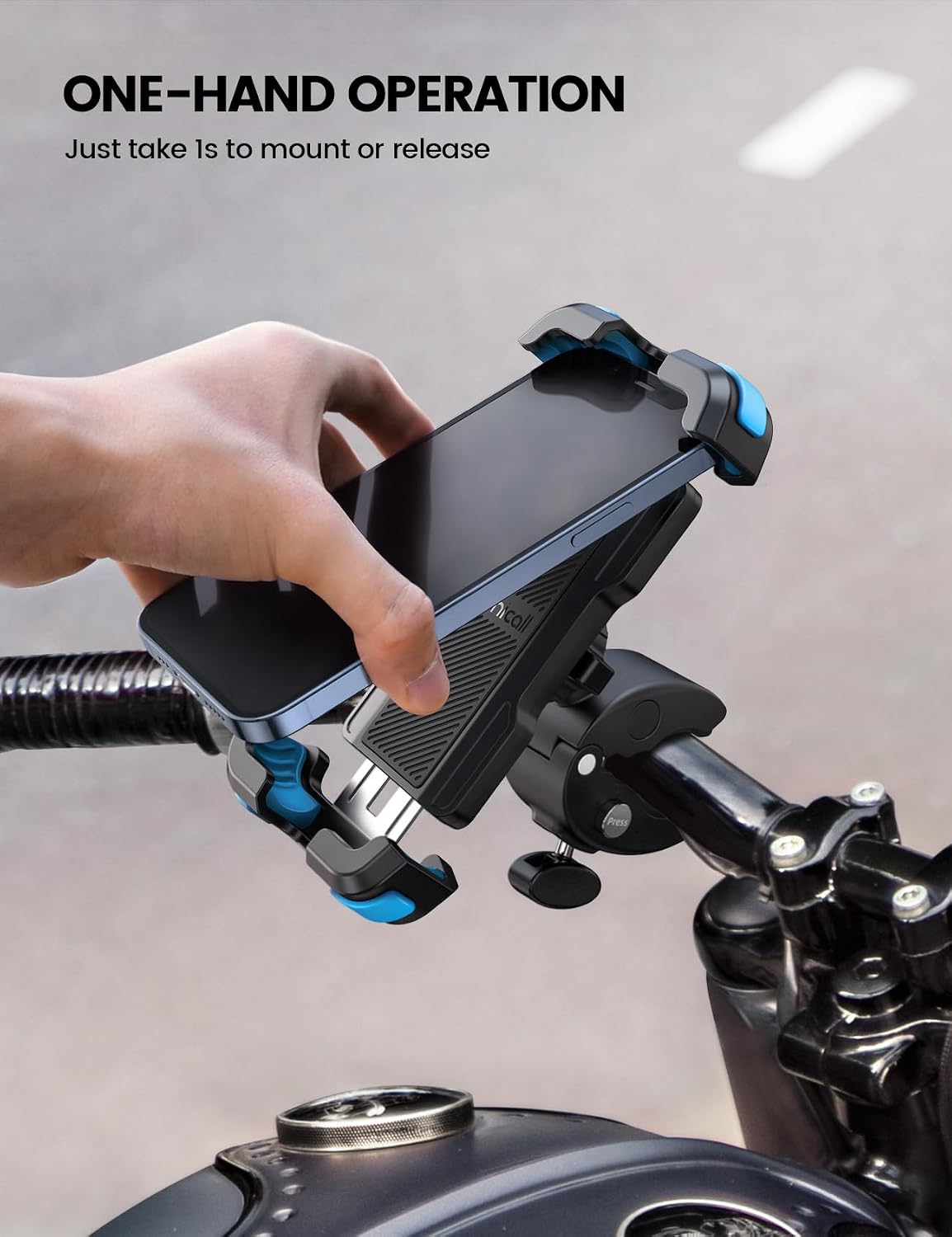 Thumbnail 2 de Lamicall Motorcycle Phone Holder Bike with Quick Release Clamp (BP07) – Blue