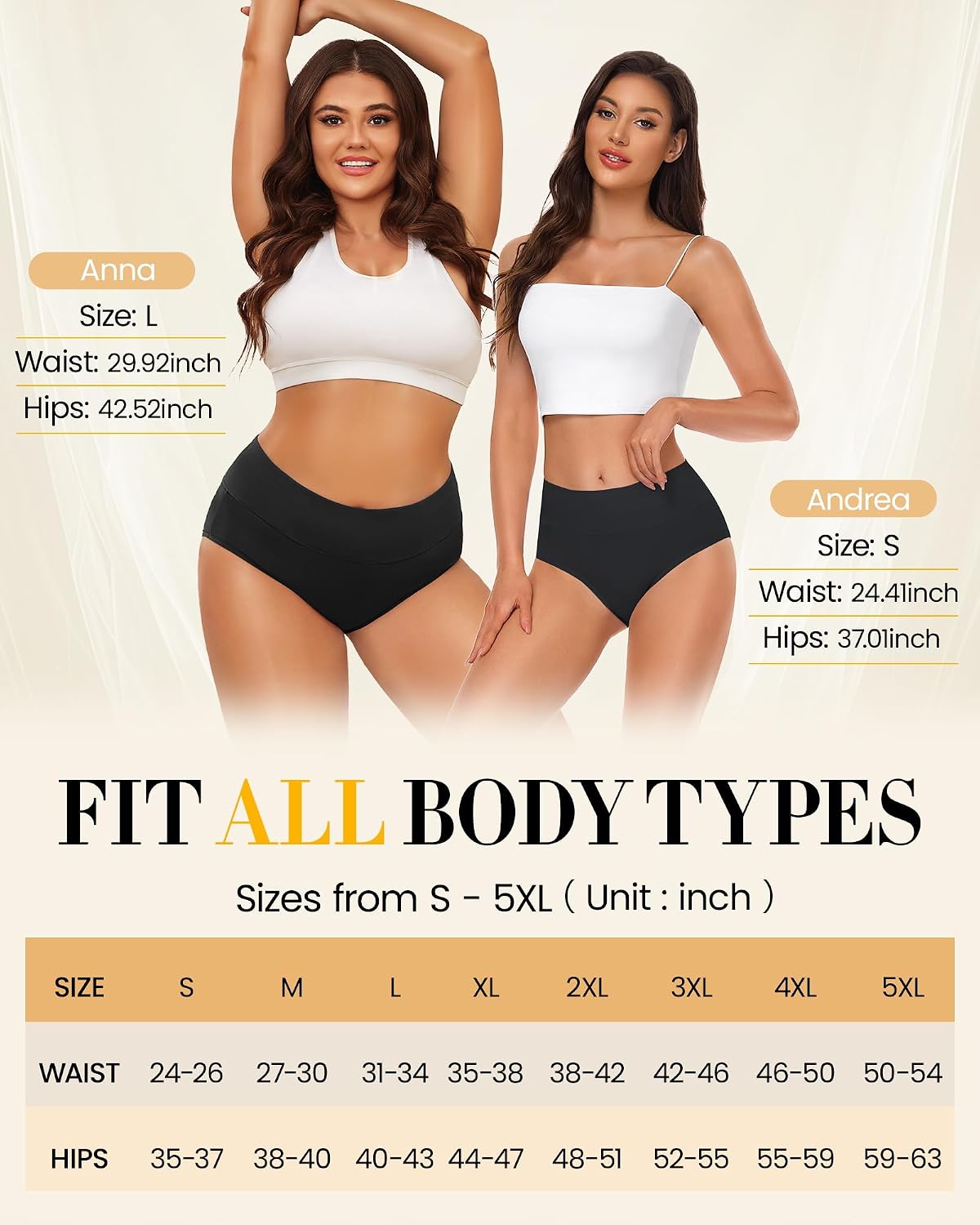 Detalle 2 de SIMIYA 5-Pack Cotton High-Waisted Briefs for Women, Full Coverage