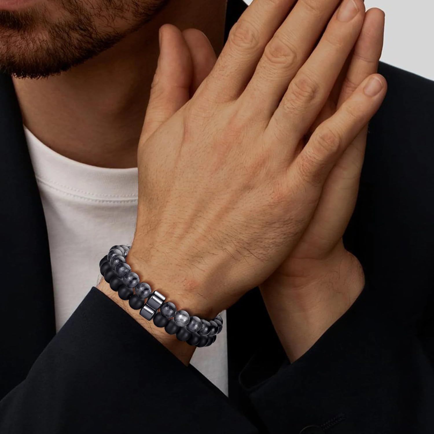 Thumbnail 5 de Bracelet MOROTOLE œil de tigre homme 8 mm (lot de bracelets) pierres naturelles ajustables