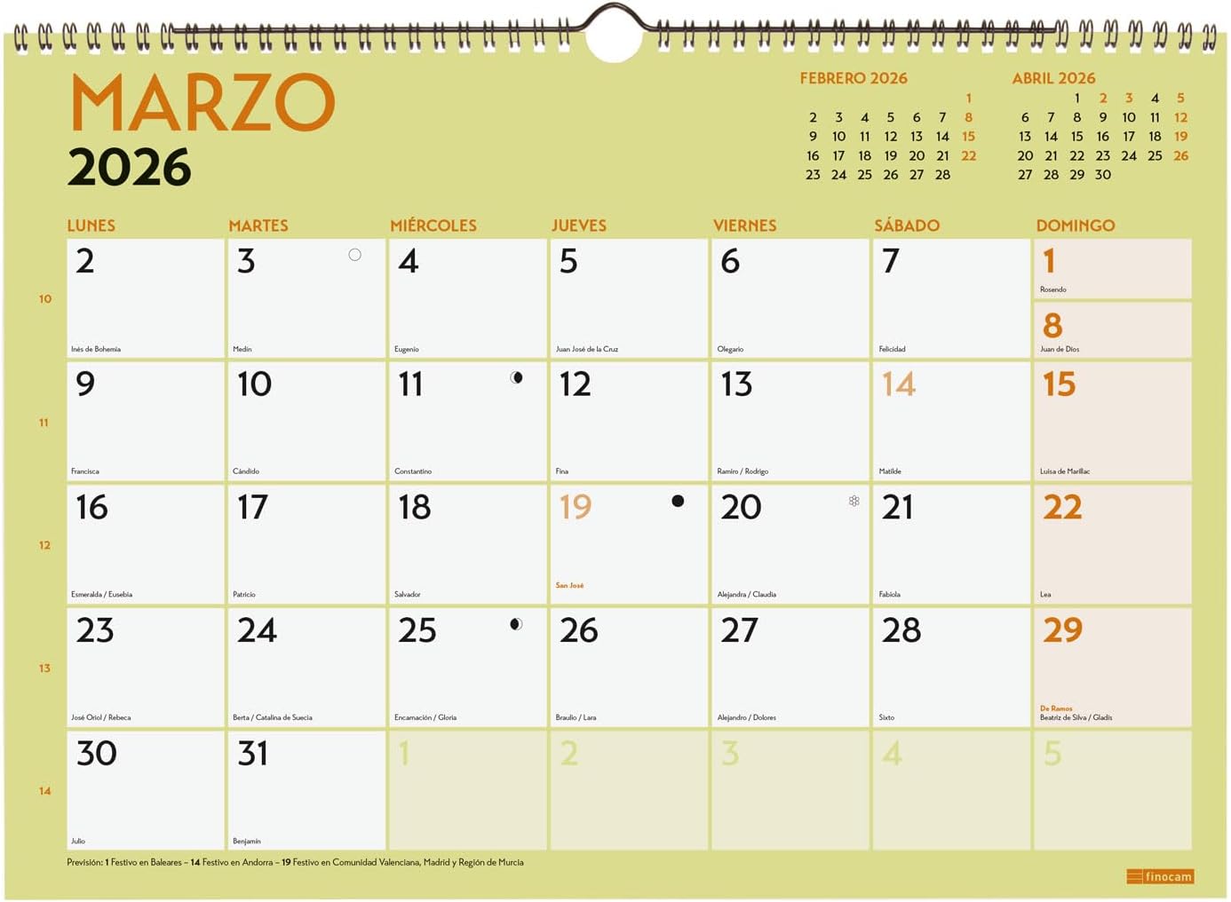 Thumbnail 2 de Finocam Calendario 2026 Mes Vista