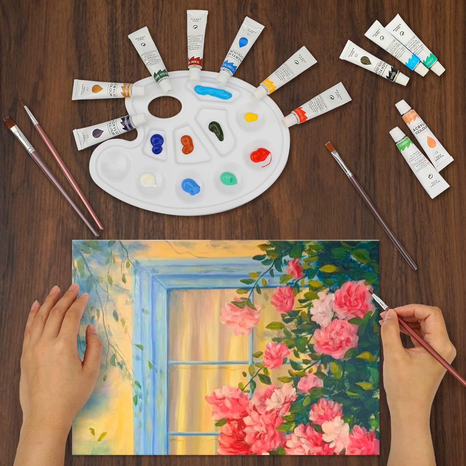 Thumbnail 5 de Halobios 24-Color Acrylic Paint Set (12ml) with Brushes, Palette and Canvas – Practical Starter Kit
