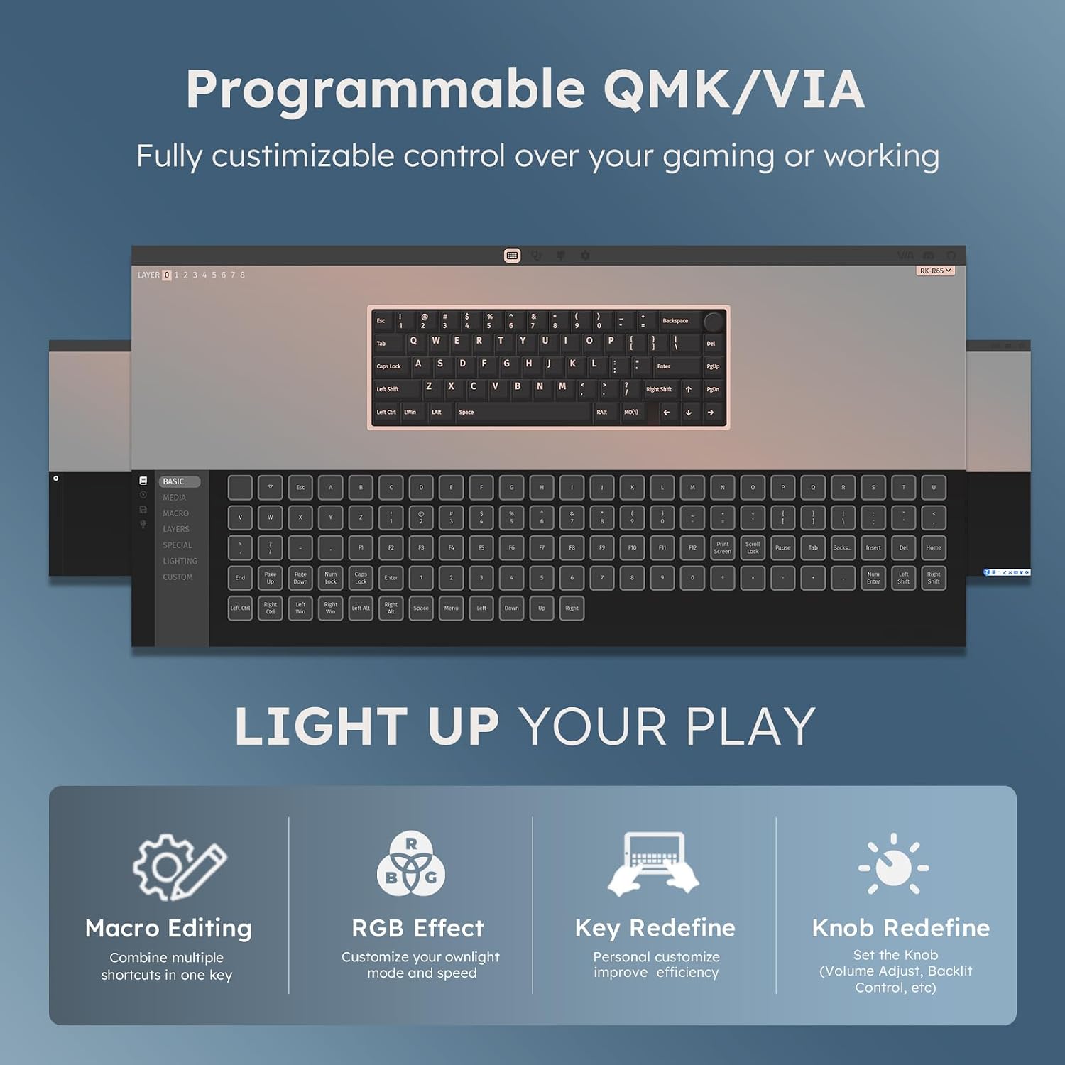 Thumbnail 6 de RK ROYAL KLUDGE R65 Wireless Mechanical Keyboard with Volume Knob — Tri-Mode 60% Layout