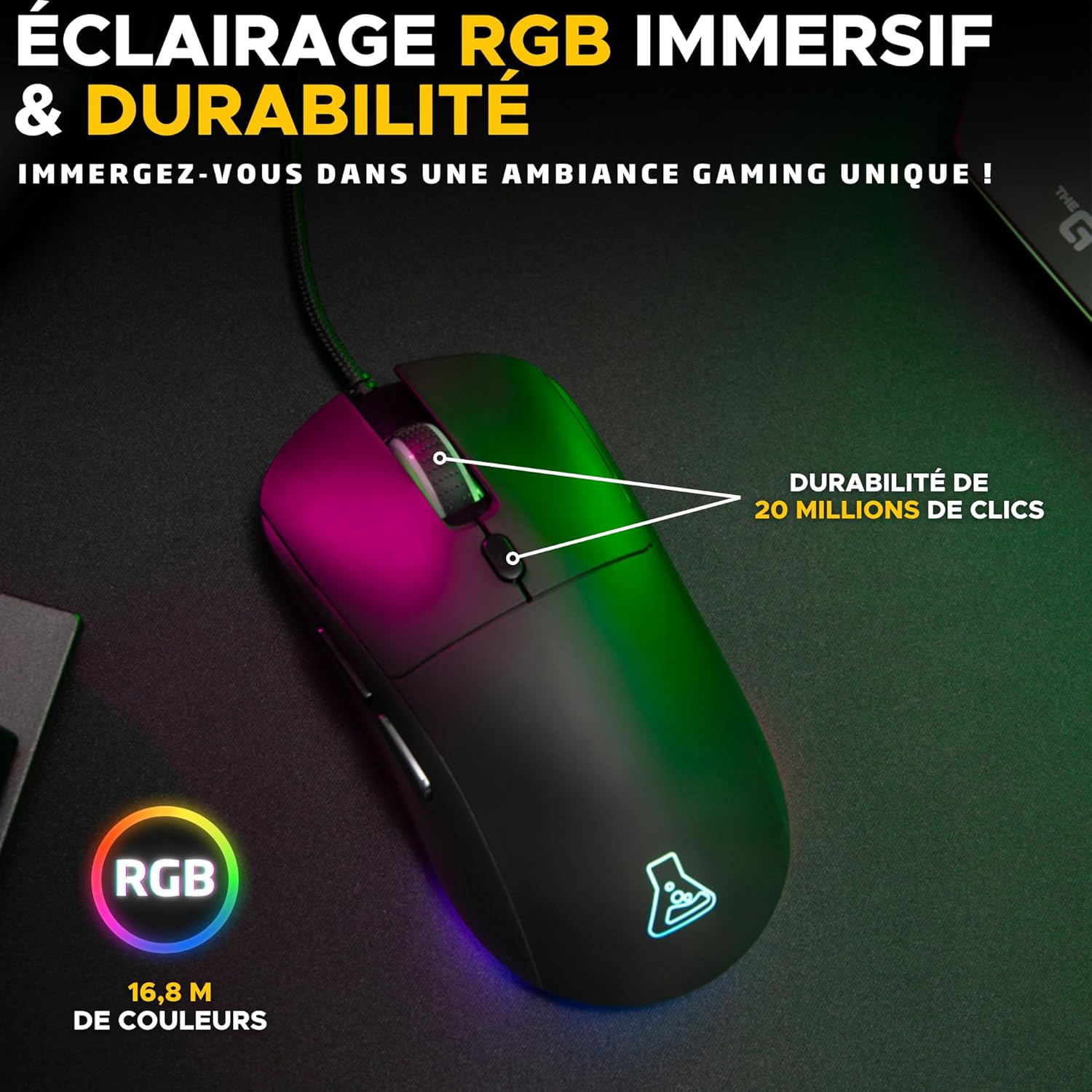 Thumbnail 4 de The G-Lab Kult Cobalt : souris gaming filaire USB jusqu’à 12 800 DPI, légère et RGB ajustable