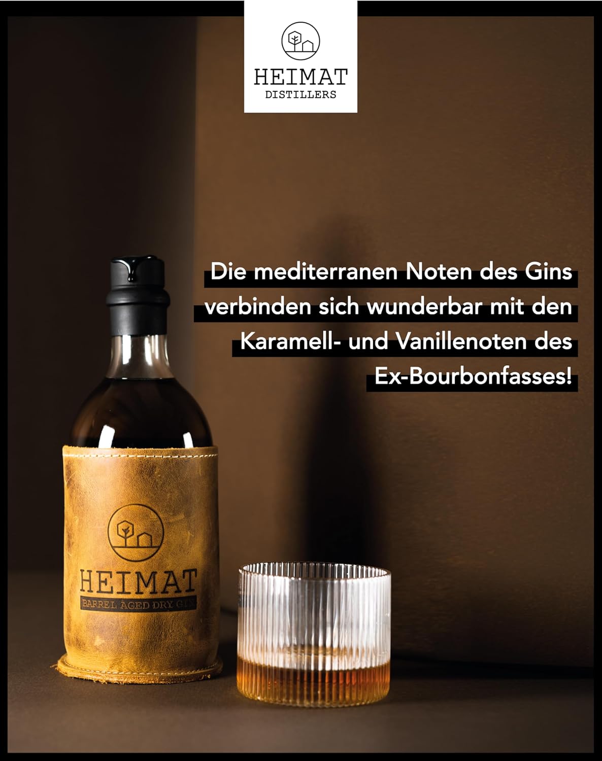 Thumbnail 3 de HEIMAT Barrel Aged Dry Gin 43% – 14 Monate im Ex-Bourbonfass gereift, Karamell & Vanille (500 ml)