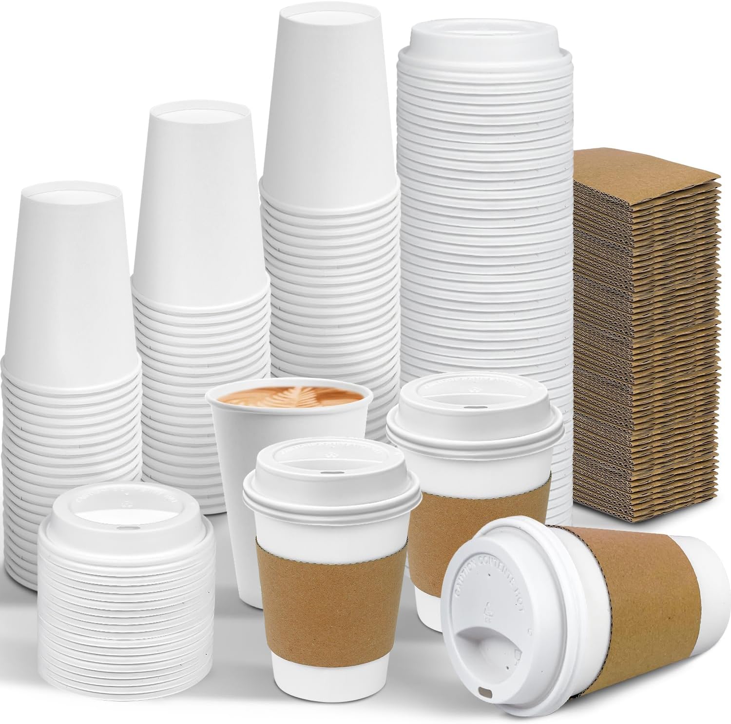 Detalle de GINKGO 12 oz Leak-Proof Coffee Cups Pack 100