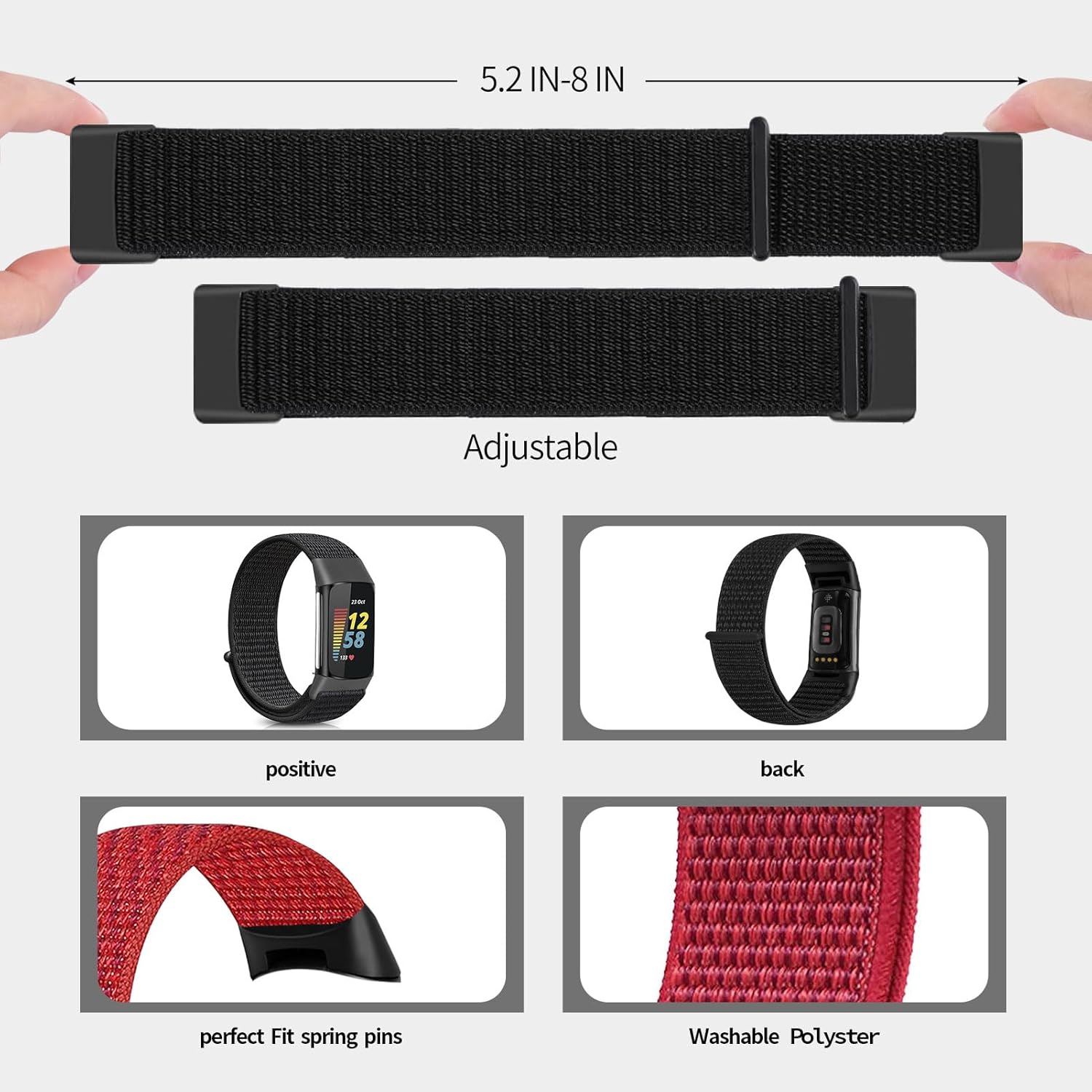 Detalle 2 de Ecogbd Nylon Replacement Strap for Fitbit Charge 5