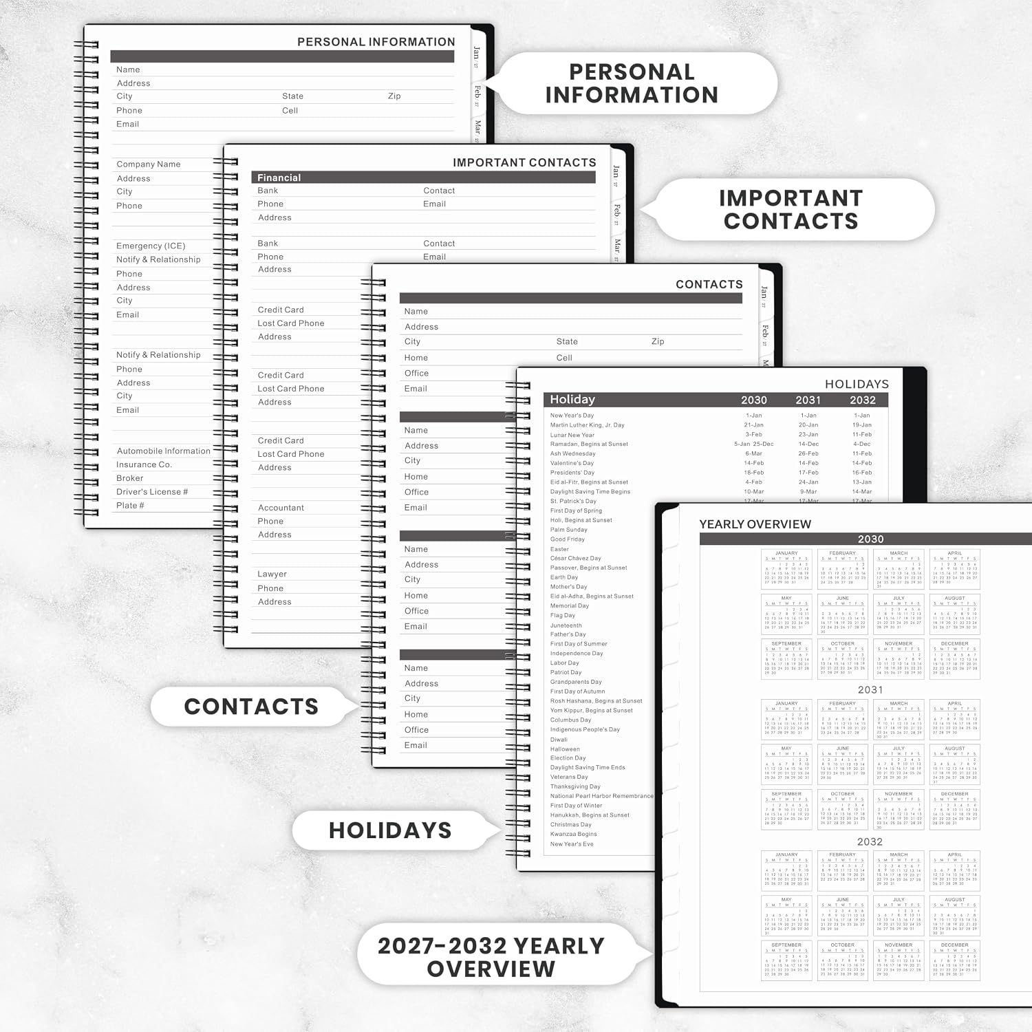 Detalle 2 de Artfan ANA4HEWN25Z13 2027–2031 Monthly Planner, 9" x 11", Twin-Wire Binding