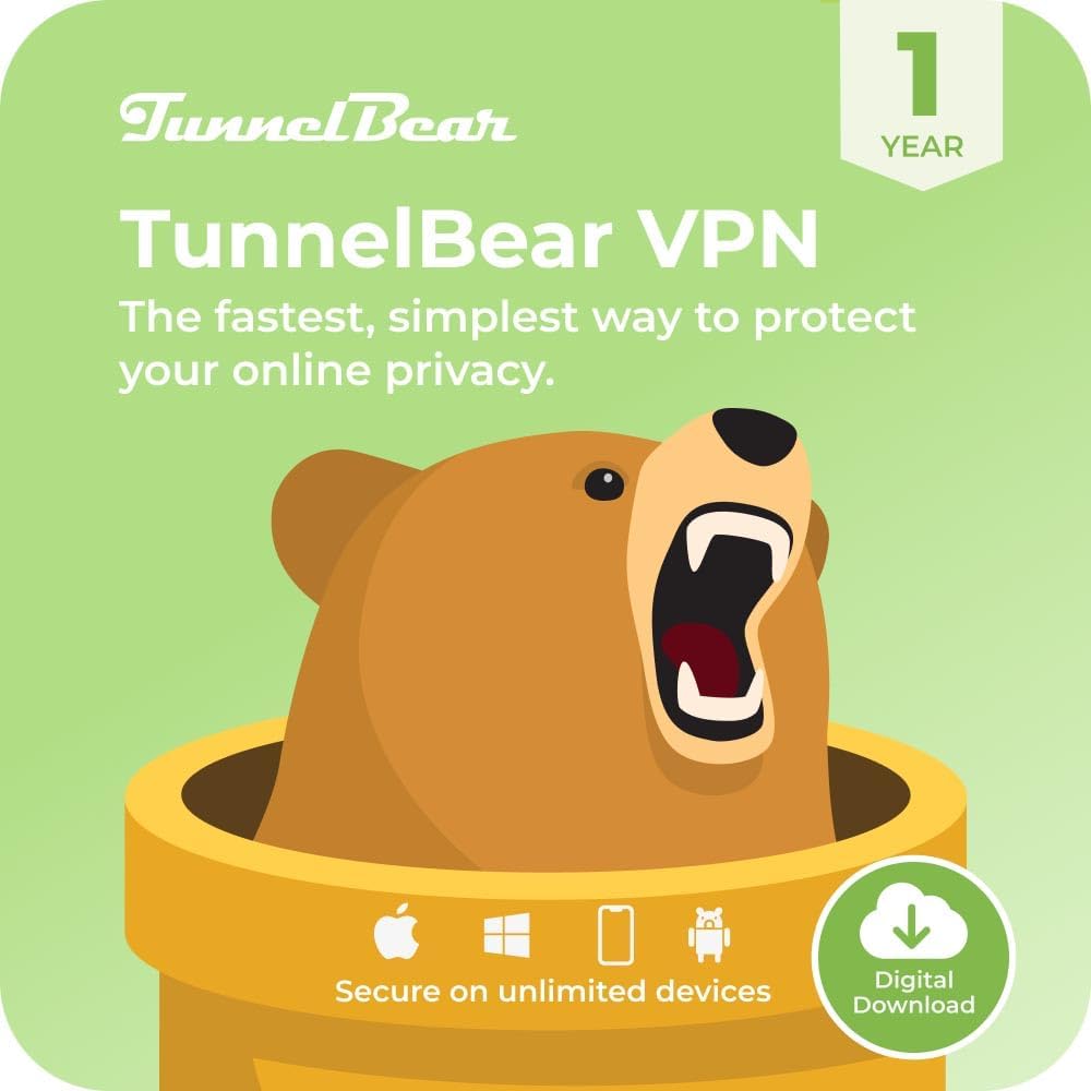 TunnelBear VPN Software: 1-Year Unlimited Data & Devices
