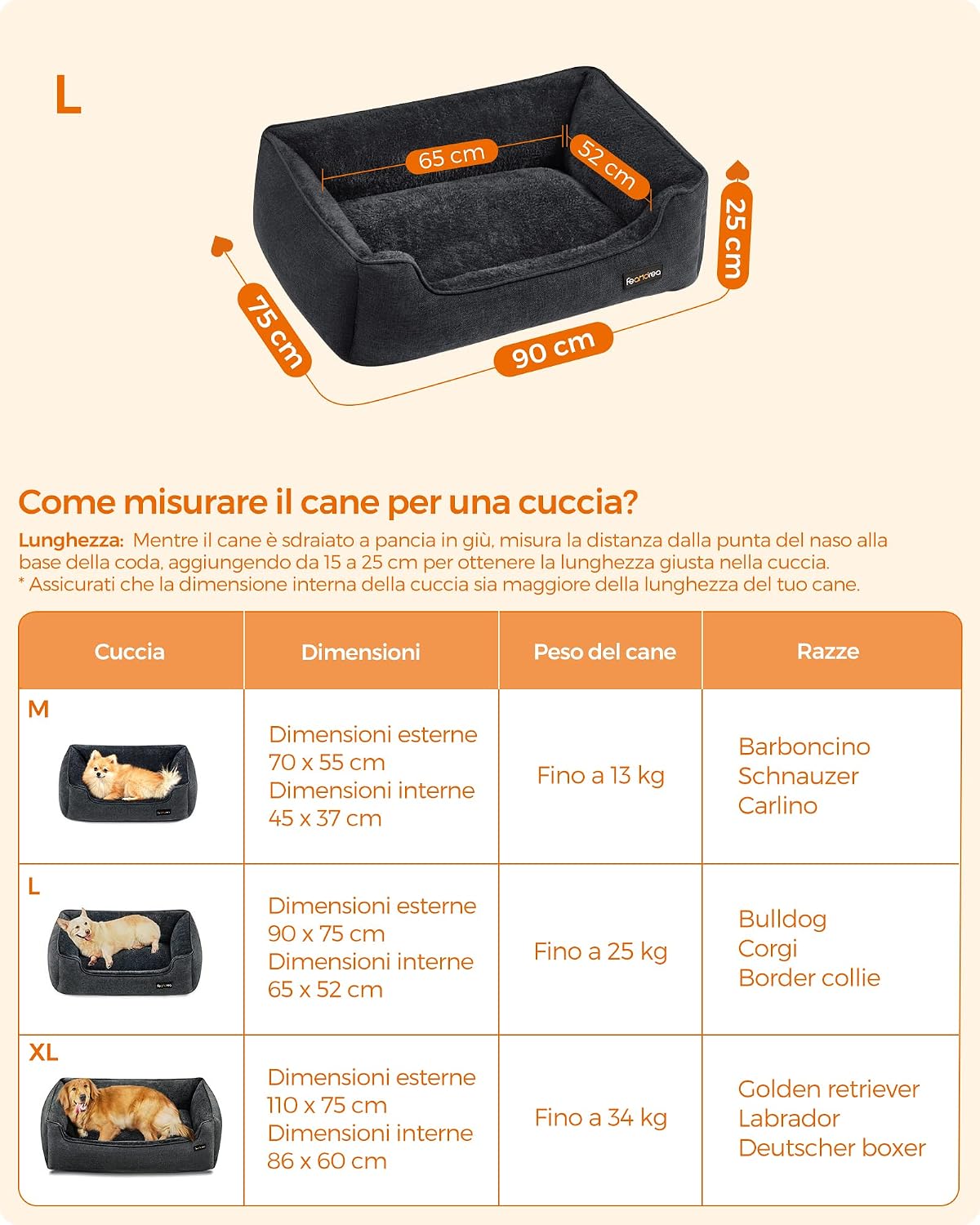 Thumbnail 5 de Feandrea Cuccia per Cani taglia L 90×75×25 cm