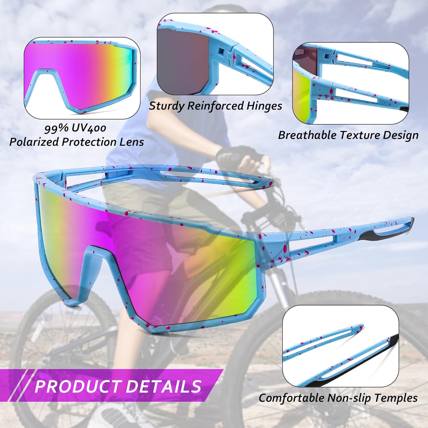 Thumbnail 2 de FEISEDY Occhiali da Sole Sportivi Polarizzati per Ragazzi e Bambini 6–15 anni – Montatura TR90, UV400