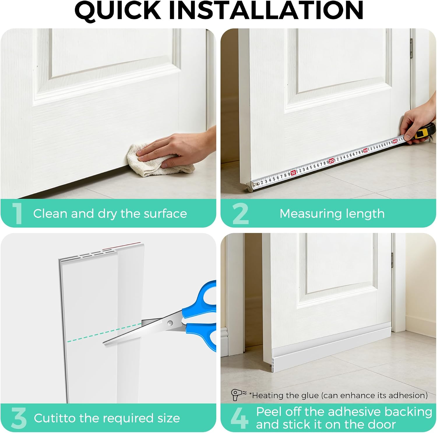Thumbnail 5 de Hojoy 2 Pack Door Draft Excluder 39in