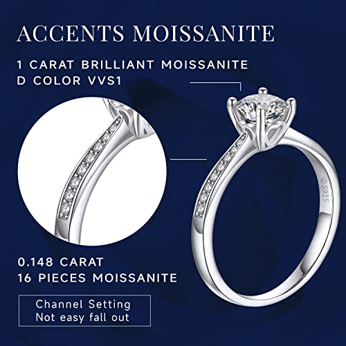 Detalle 2 de MomentWish Anillo de Compromiso con Moissanita en plata de ley 925 – Regalo para Mamá y Mujer
