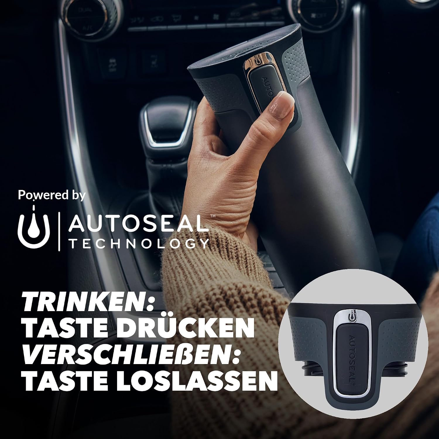 Detalle de Contigo West Loop Autoseal Edelstahl-Thermobecher, 470 ml – auslaufsicher und spülmaschinenfest