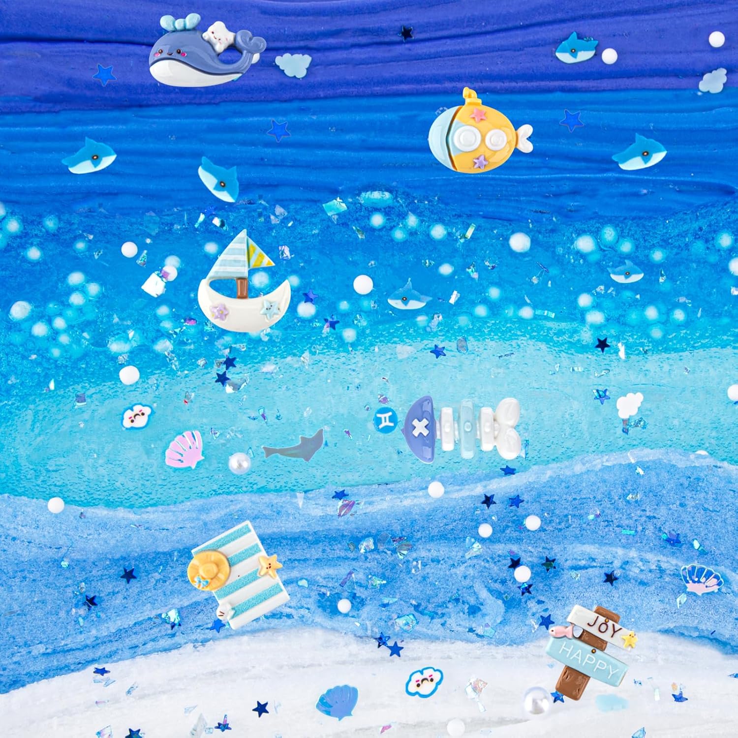 Thumbnail 2 de LAWOHO 6 Packs Blue Slime Kit (Cloud, Clear & Butter) – Ocean-themed slime party favour set