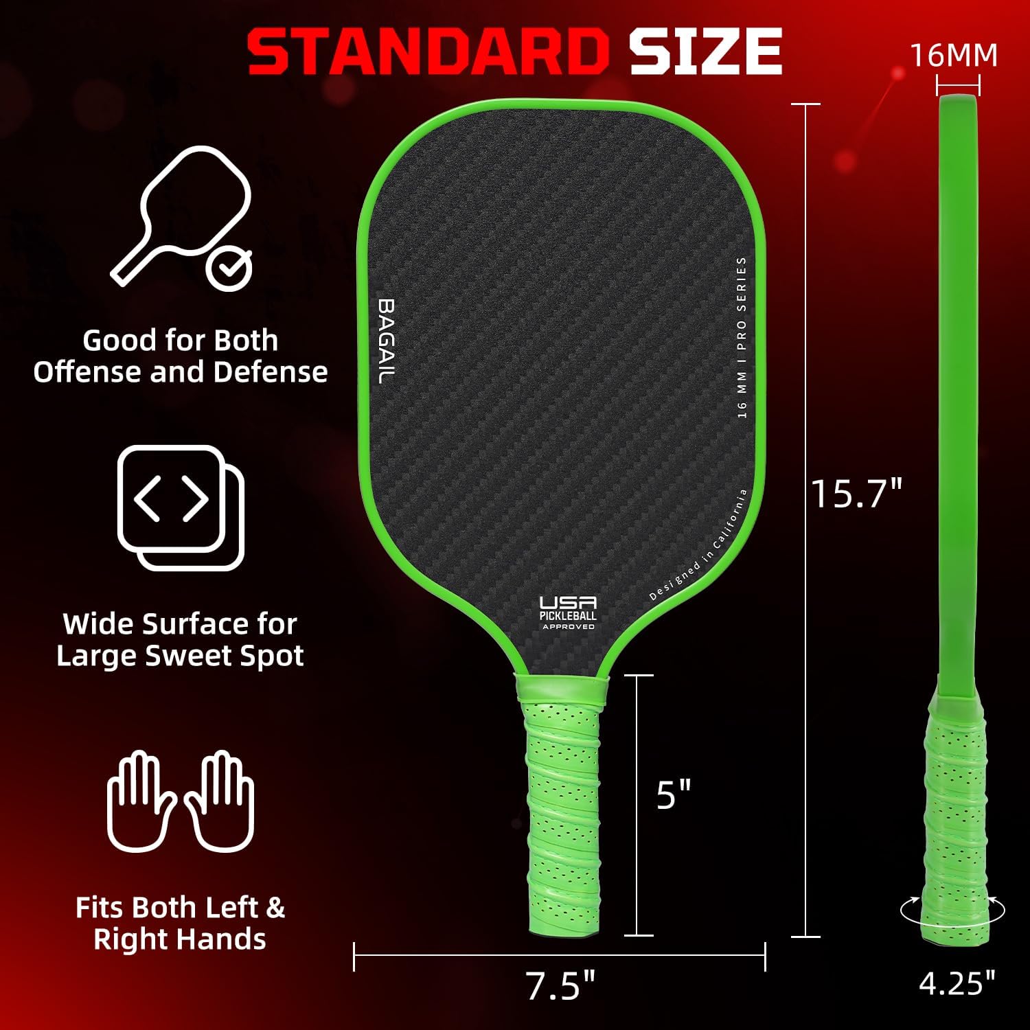 Thumbnail 5 de BAGAIL Pickleball Paddles, 4-Ball Set ⚾