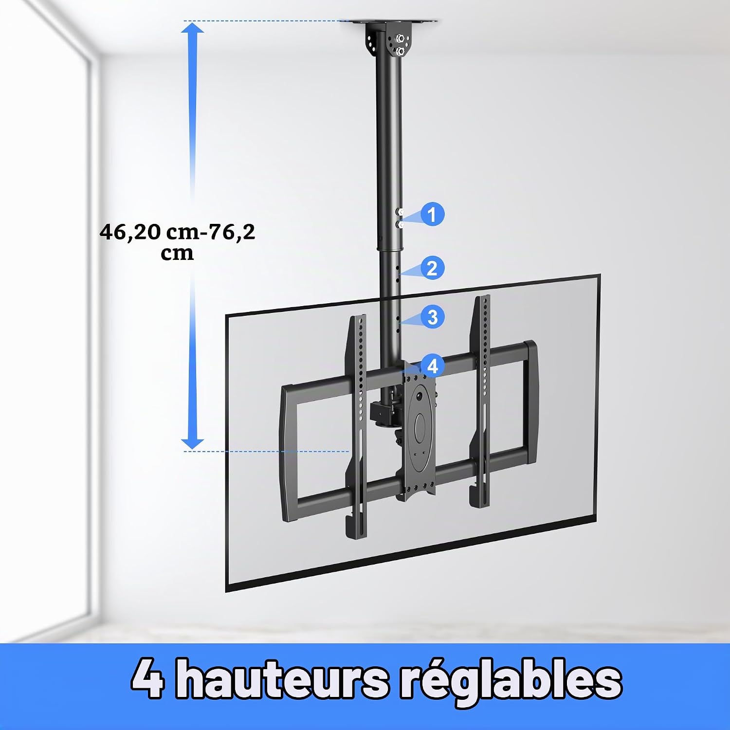 Detalle de XINLEI MC61A plafondbeugel voor tv’s van 37 tot 75 inch, verstelbaar
