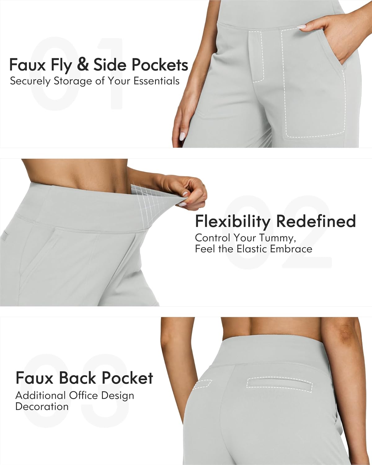 Thumbnail 2 de G4Free Yoga Damenhose mit hoher Taille, 4 Taschen und weitem Bein (Stretch) – für Büro, Home-Office & Alltag
