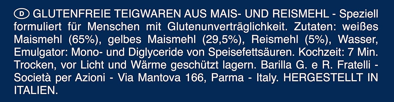 Detalle de Barilla glutenfreie Tagliatelle aus Mais und Reis – 300 g (4er Pack)