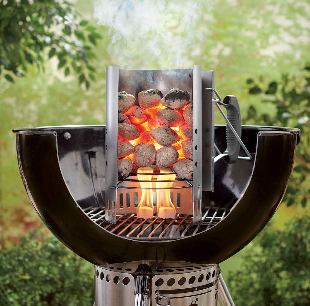Detalle de GFTIME démarreur de cheminée pour barbecue au charbon (30 cm x 19 cm) avec poignée de sécurité