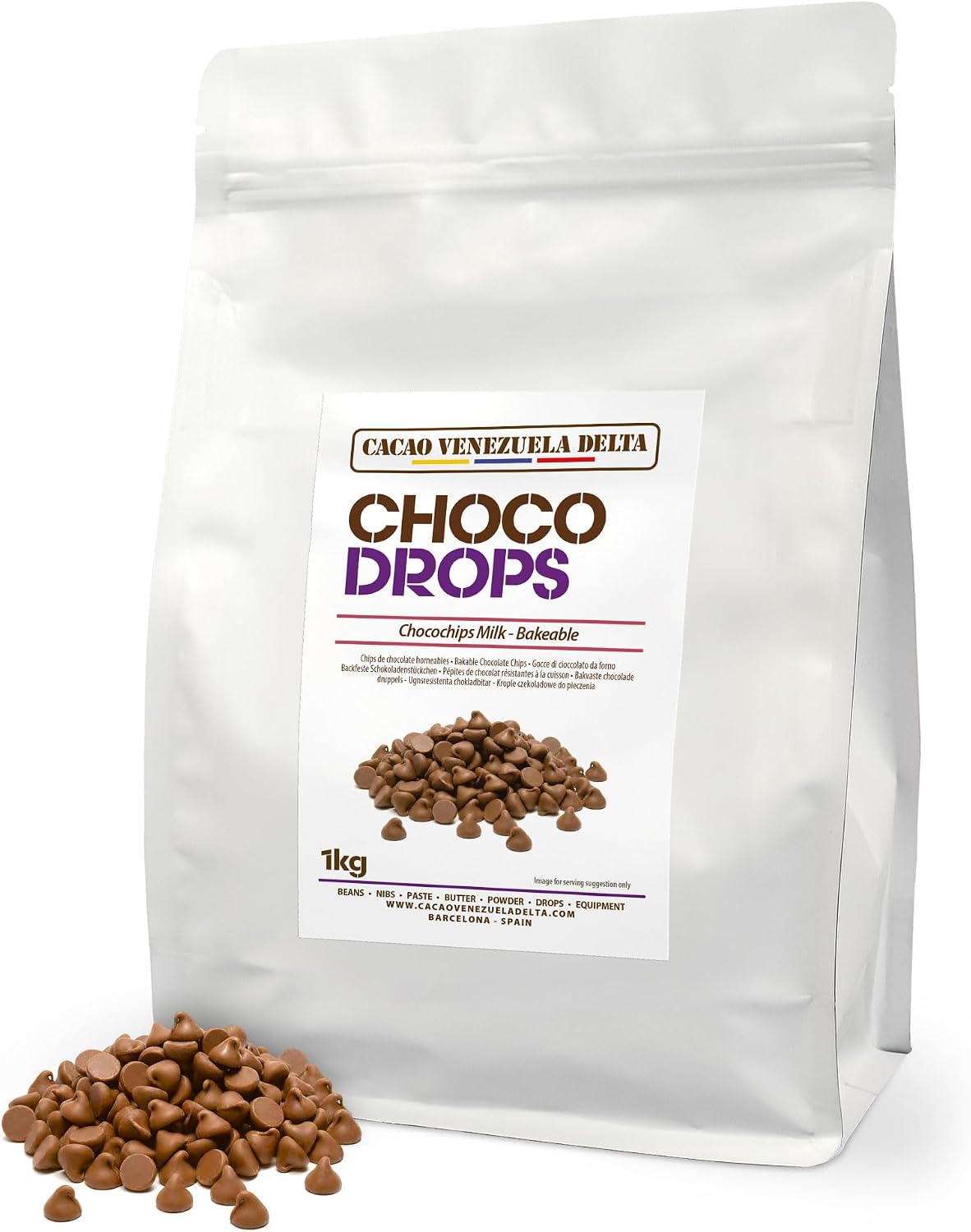 Detalle 1 de Cacao V Delta Pepitas Chocolate Blanco 250 g para Repostería