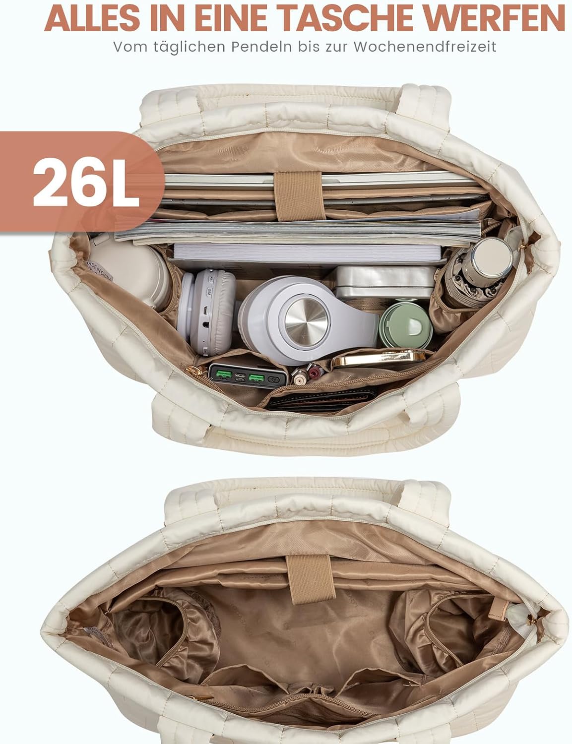 Thumbnail 2 de LOVEVOOK Laptop Handtasche Groß 15,6 Zoll Beige