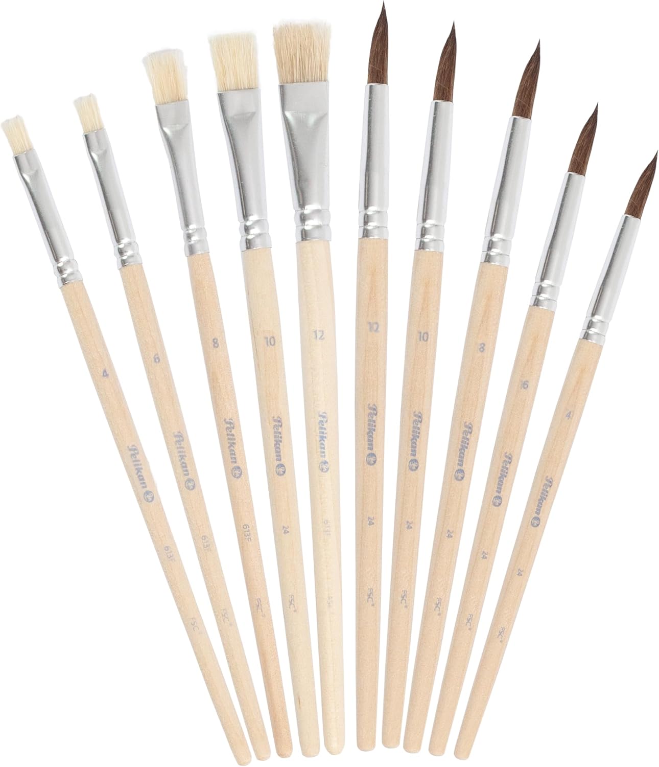 Thumbnail 1 de Pelikan Pinsel Starter-Set (10-teilig) mit 5 Haar- und 5 Borstenpinseln für Schule & Studium