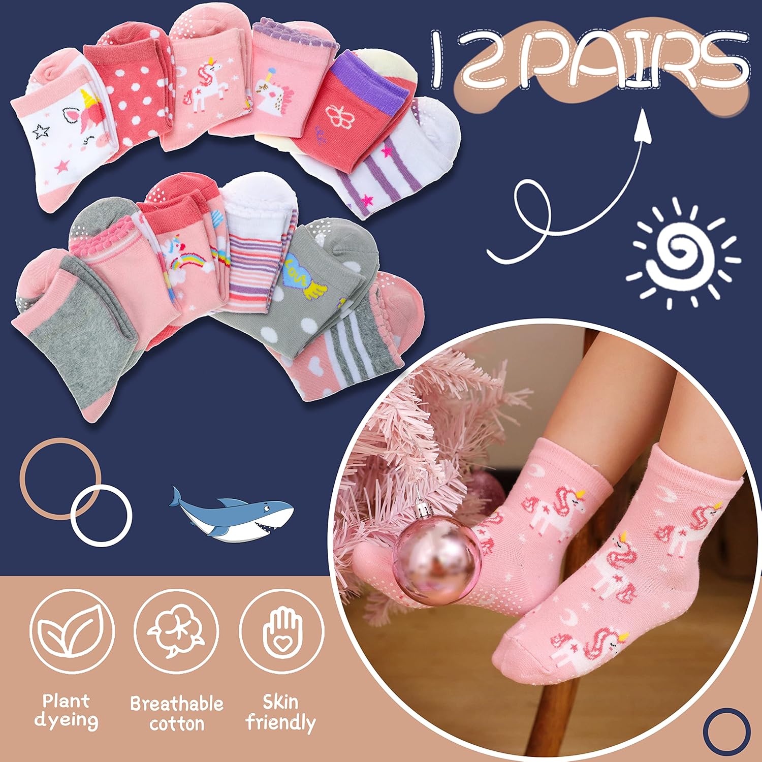 Thumbnail 5 de ANTSANG Stoppersocken Kinder 12 Paar