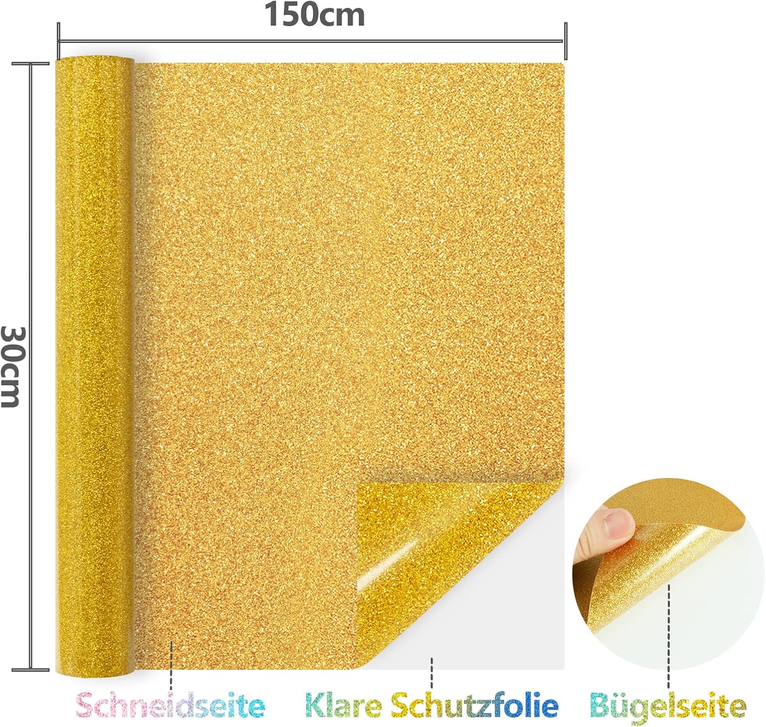 Detalle 2 de NANAPLUMS Glitzer HTV Transferfolie 30,48 cm
