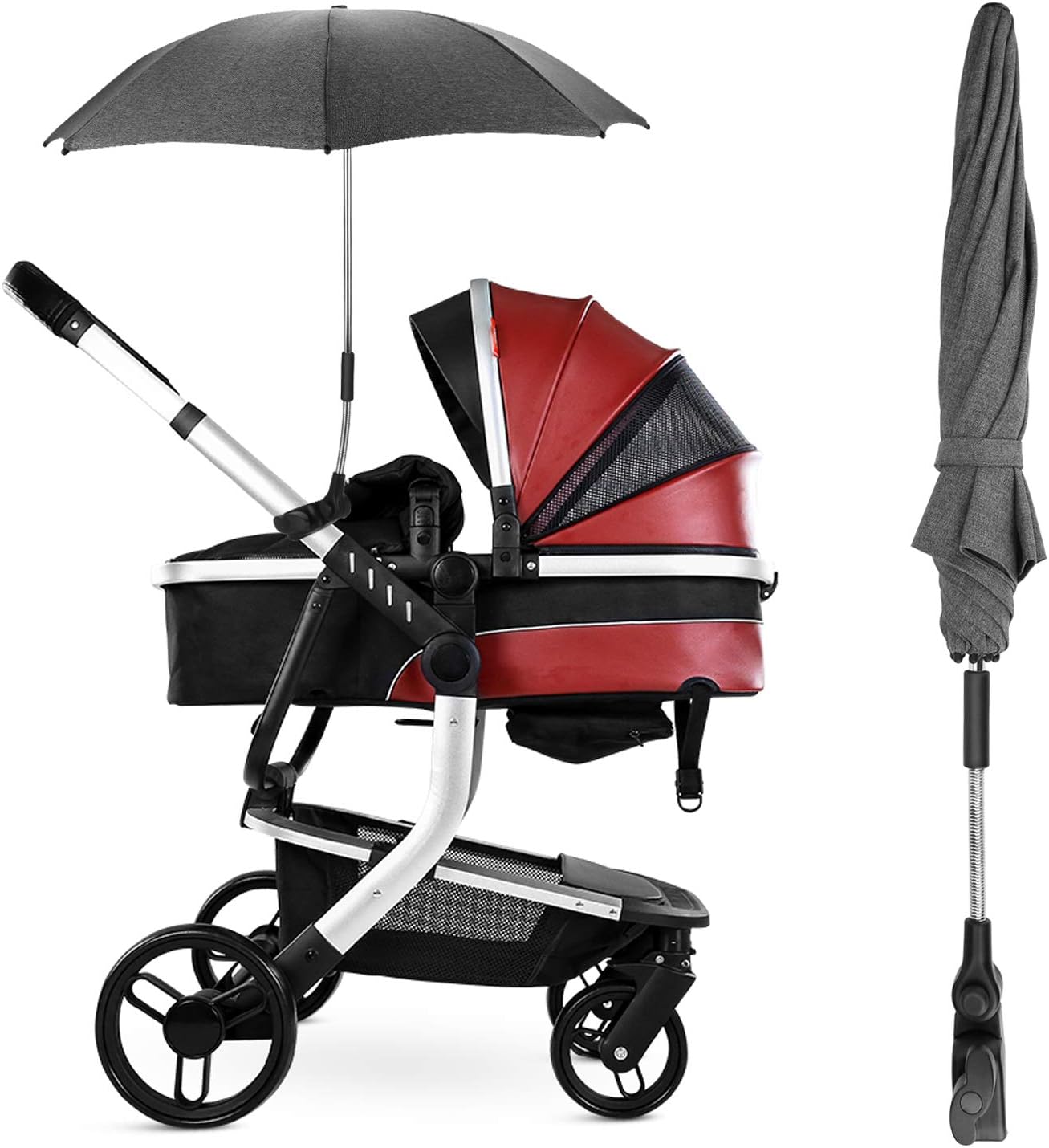 Thumbnail 4 de AILEEPET Ombrellino Parasole Universale per Passeggino e Carrozzina 73 cm – Grigio