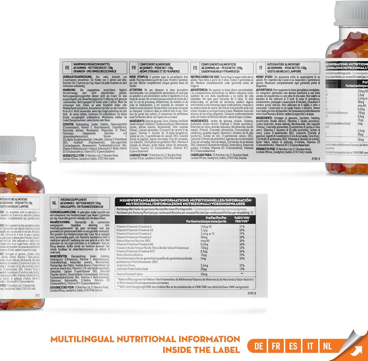 Detalle de New Nature Kinder Multivitamin Fruchtgummis mit Zink, Vitamin C & D – Kindervitamine ab 3 Jahren (60 Gummis)